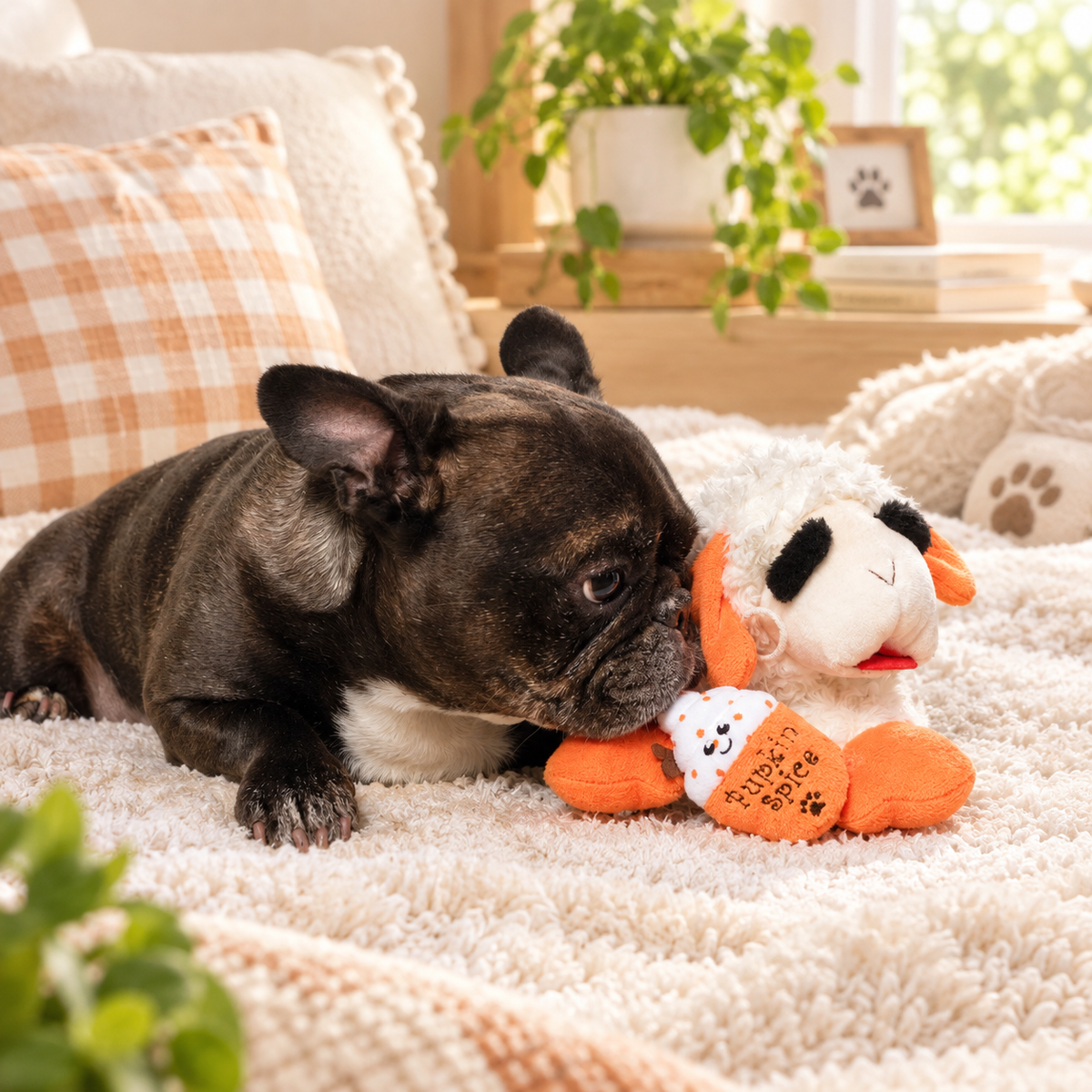 Pupkin Spice Lamb Plush Dog Toy