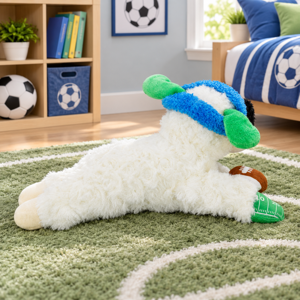 Football Lamb Plush Dog Toy