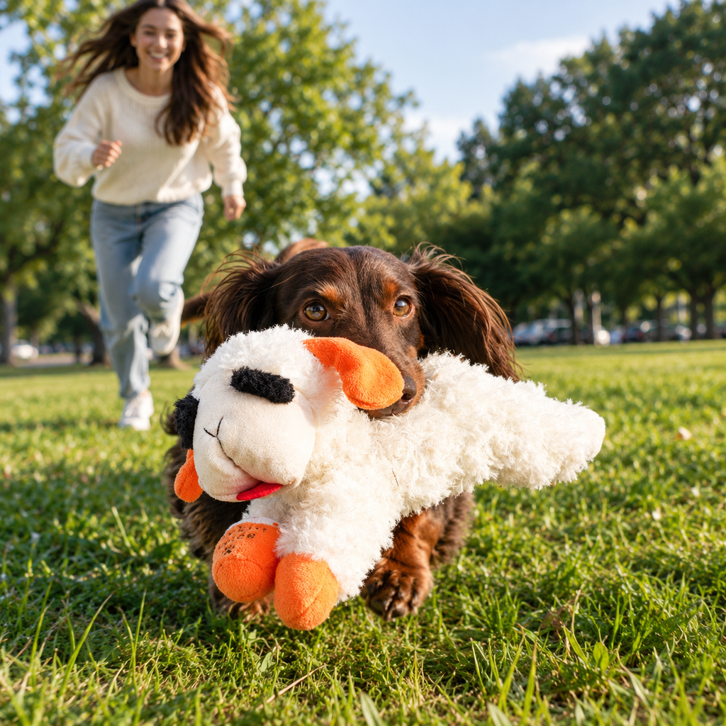 Pupkin Spice Lamb Plush Dog Toy