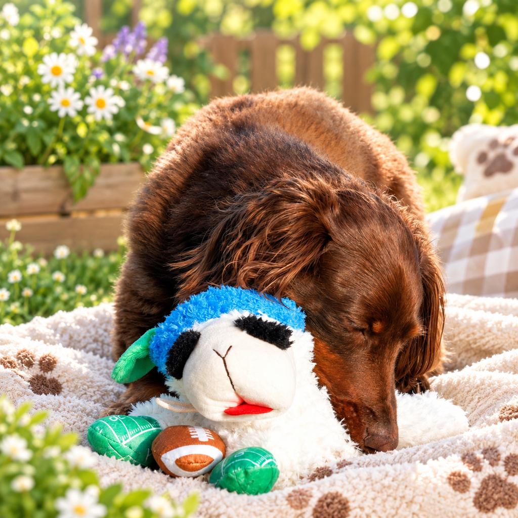 Football Lamb Plush Dog Toy